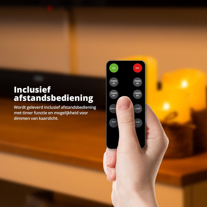 FlinQ LED Kaarsen met Touw & Bewegende Vlam Incl. Afstandsbediening
