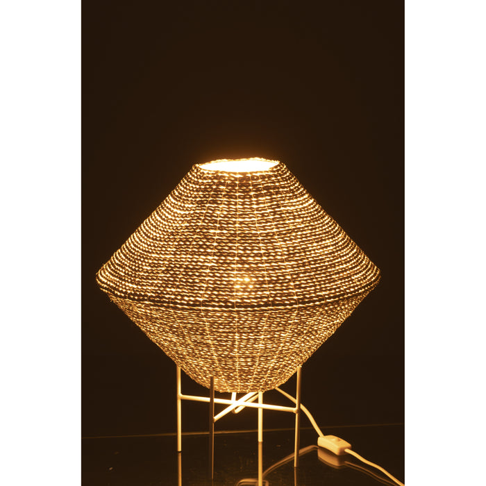 J-Line - Hanglamp Ufo Raffia Wit Large - 40x40x32cm