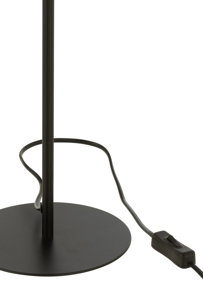 J-Line - Tafellamp Metaal|rattan Zwart|naturel - 32x32x50cm