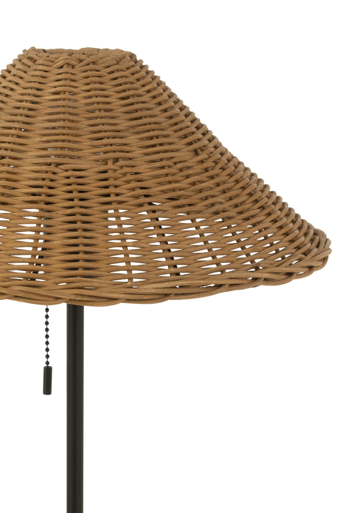 J-Line - Tafellamp Metaal|rattan Zwart|naturel - 32x32x50cm