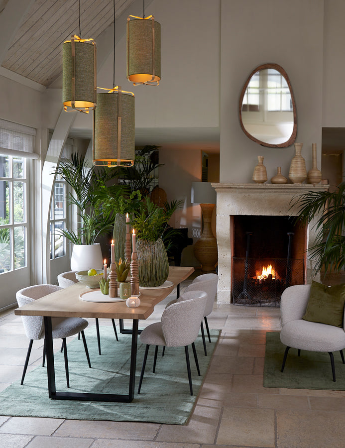 Light&living Hanglamp Ø32x60 cm SENDAI groen+bamboe naturel