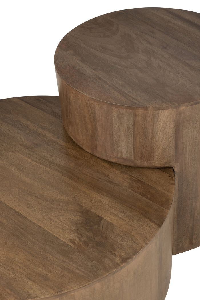 J-line - Set Van 2 Bijzettafels Toge Mango Hout Bruin - 75x75x30cm