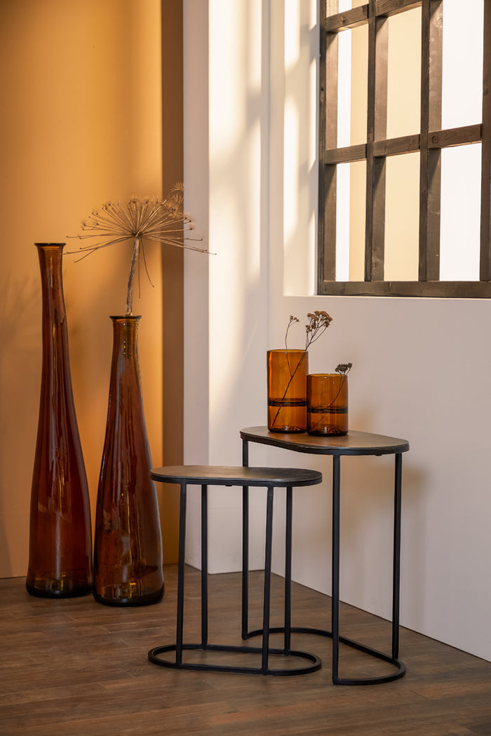 Light & Living - Bijzettafel BOCOV - 53x26x53cm - Zwart - Set van 2