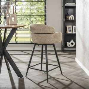 Hoyz Collection - Barstoel Draaibaar 2 Stuks - Boucle Zandkleur