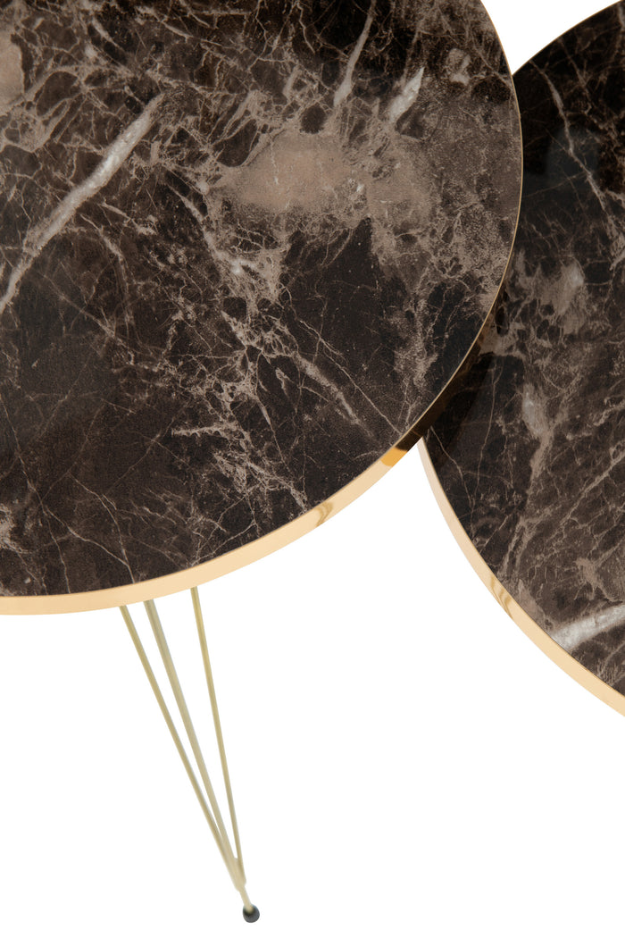 J-line - Set Van Drie Bijzettafels Mdf|metaal Wit|zwart - 38x38x56cm