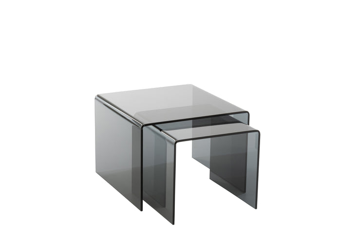 J-line - S|2 Bijzettafel Glas Zwart - 65x65x46.5cm