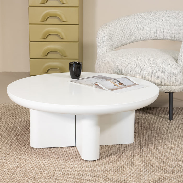 Giga Meubel - Salontafel Rond 90cm - Wit Betonlook - Miso