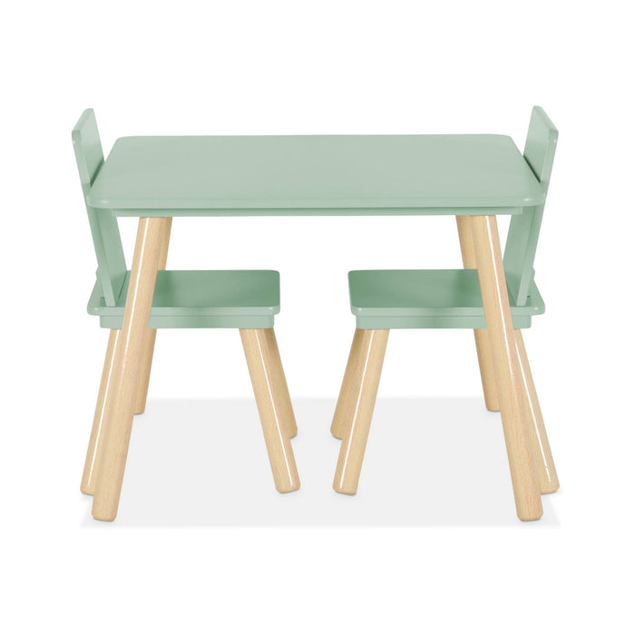 sweeek - Vierkante kindertafel grenenhout 2 stoelen