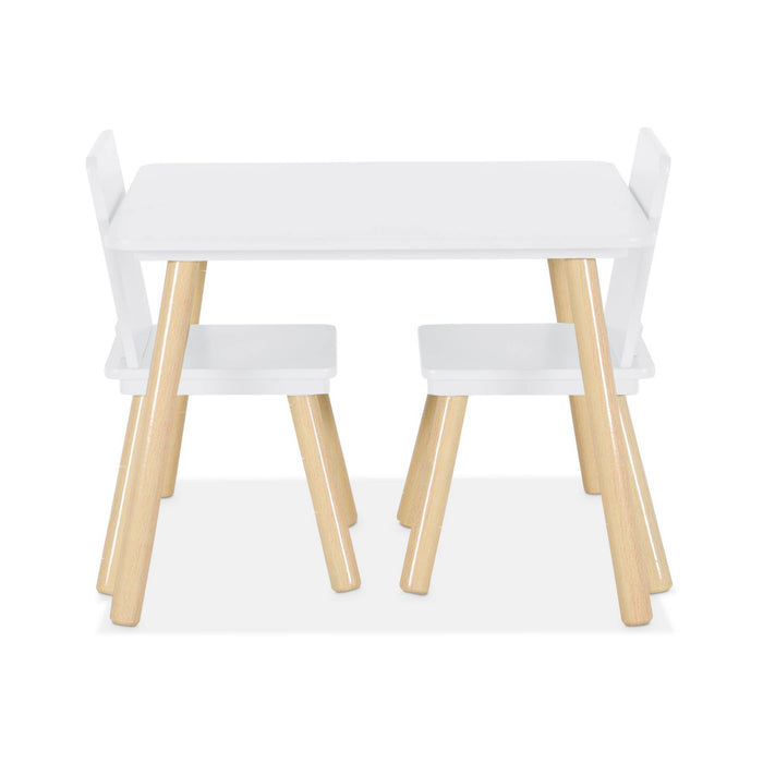 sweeek - Vierkante kindertafel grenenhout 2 stoelen