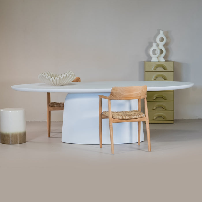 Giga Meubel - Eettafel Ovaal 300cm - Wit Betonlook - Myrna