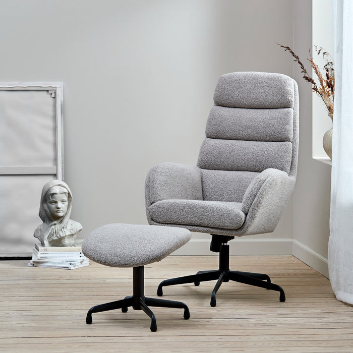 Hygge Interiors Sifton Taupe Bouclé Relaxfauteuil en Voetenbank Set