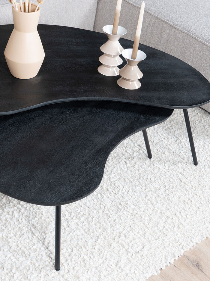 Home67 - Salontafel Ludo Zwart - Organisch - Set van 2