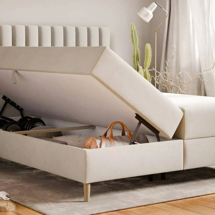 by fonQ Pazara Boxspring met Opbergruimte 180 x 200 cm - Crème / Naturel