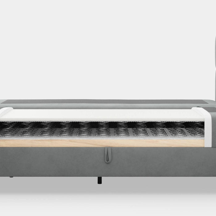 by fonQ Novae Boxspring met Opbergruimte 180 x 200 cm - Grijs / Zwart