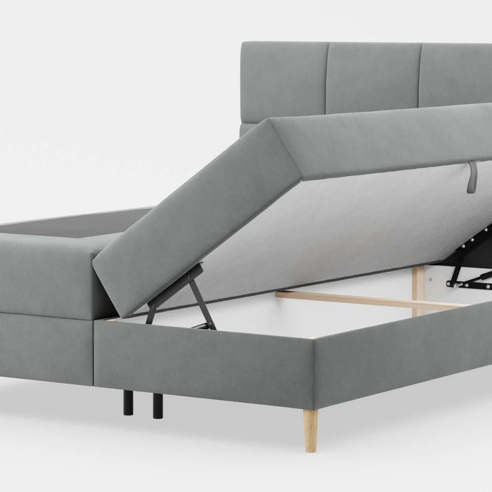 by fonQ Novae Boxspring met Opbergruimte 180 x 200 cm - Grijs / Zwart