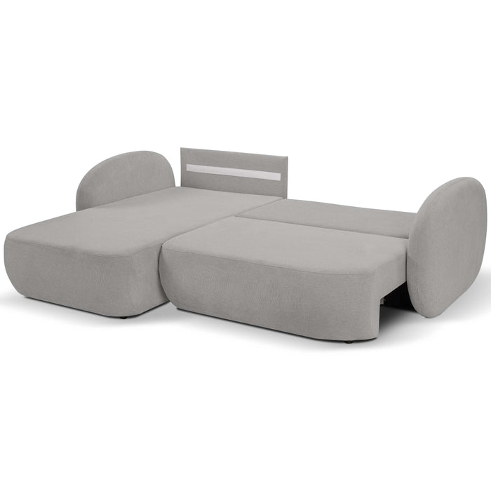 by fonQ Orin Hoekbank Links met Slaapfunctie - Chenille - Grijs