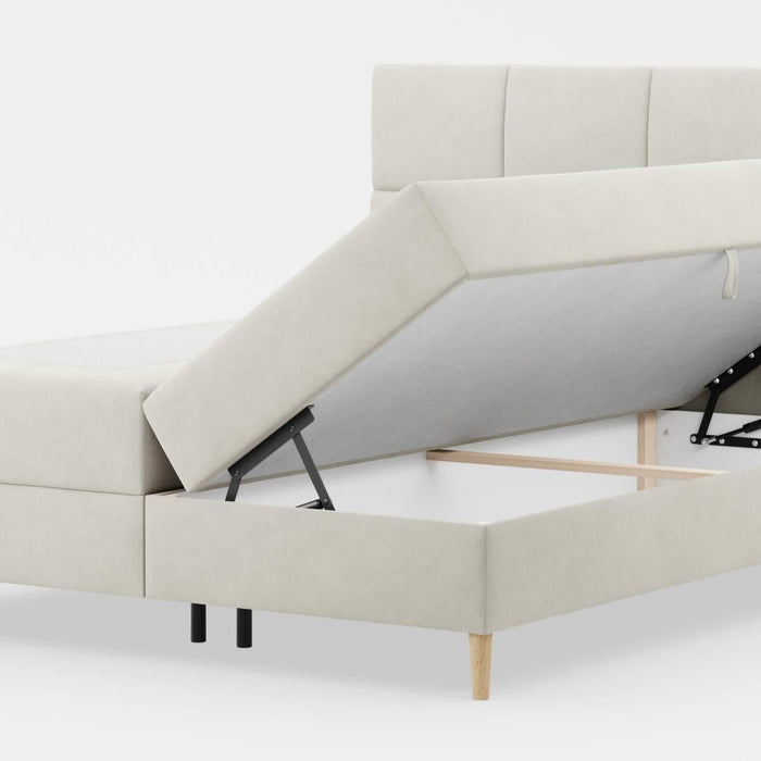 by fonQ Novae Boxspring met Opbergruimte 160 x 200 cm - Crème / Zwart