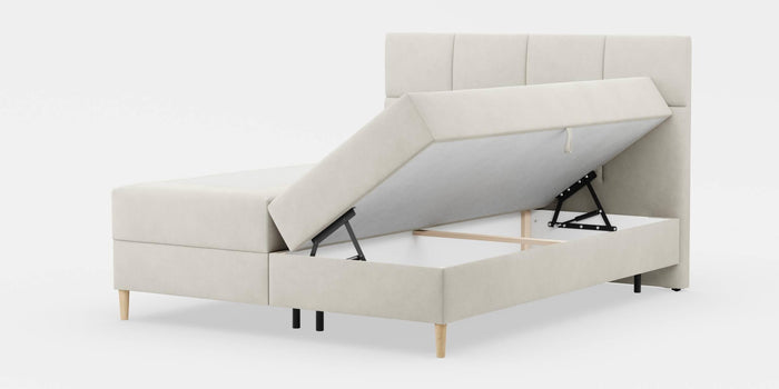 by fonQ Novae Boxspring met Opbergruimte 160 x 200 cm - Crème / Zwart