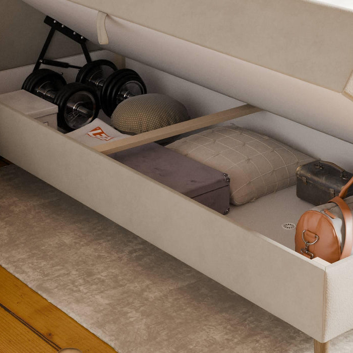 by fonQ Pazara Boxspring met Opbergruimte 180 x 200 cm - Crème / Zwart