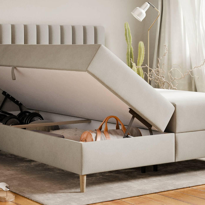 by fonQ Pazara Boxspring met Opbergruimte 160 x 200 cm - Beige / Naturel