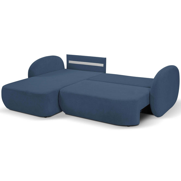 by fonQ Orin Hoekbank Links met Slaapfunctie - Chenille - Blauw