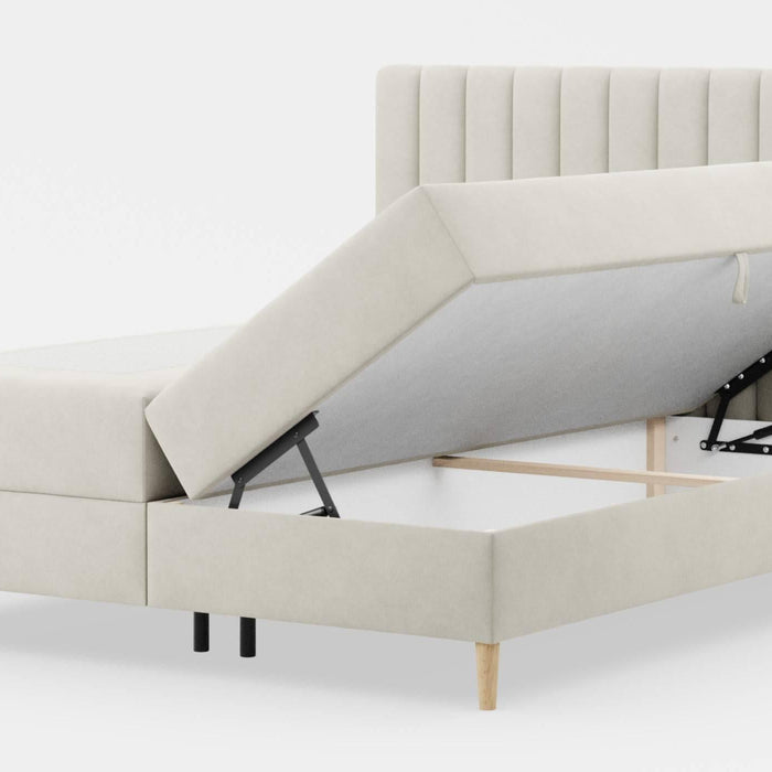 by fonQ Pazara Boxspring met Opbergruimte 180 x 200 cm - Crème / Zwart