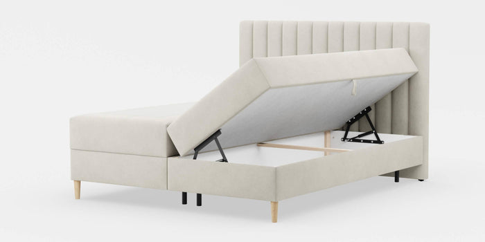 by fonQ Pazara Boxspring met Opbergruimte 160 x 200 cm - Crème / Zwart