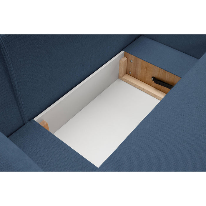 by fonQ Orin Hoekbank Rechts met Slaapfunctie - Chenille - Blauw