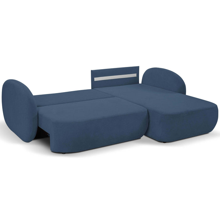 by fonQ Orin Hoekbank Rechts met Slaapfunctie - Chenille - Blauw