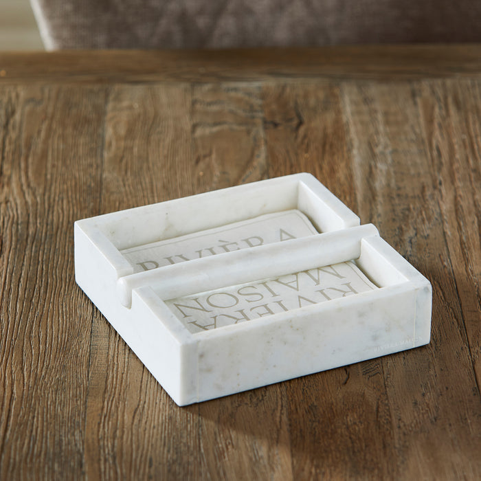 Riviera Maison Servethouder Wit - Valmont - Marmer (ØxH) 14x5