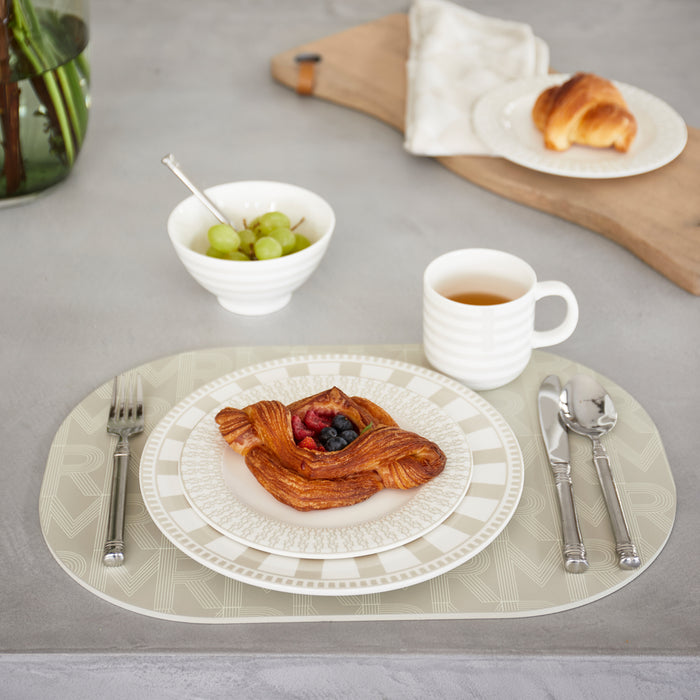 Riviera Maison Bord Wit|Beige - Claymont - Porselein (ØxH) 20.5x2