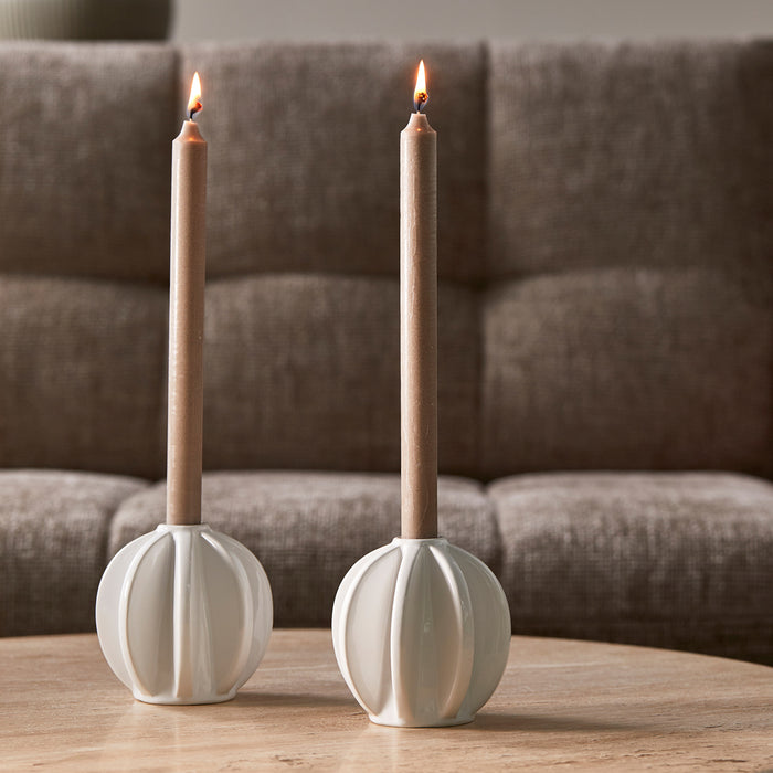 Riviera Maison Kaarsenhouder Wit - Siena - Porselein (ØxH) 11x11.5