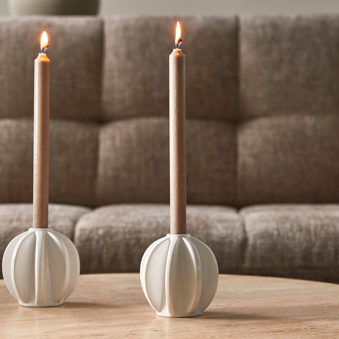 Riviera Maison Kaarsenhouder Wit - Siena - Porselein (ØxH) 11x11.5