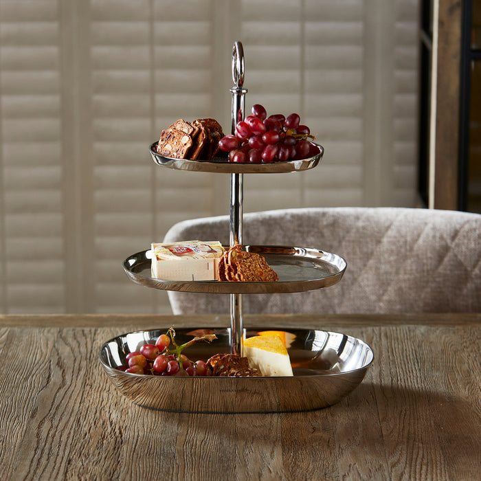 Riviera Maison Etagère 3 Laags Zilver - Bexley - Aluminium