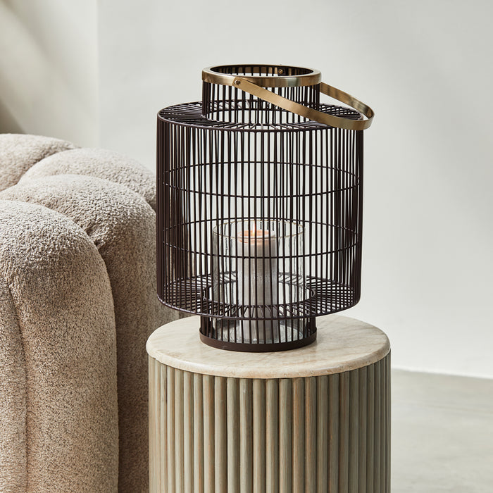 Riviera Maison Lantaarn Windlicht Bruin - Yuni - IJzer (ØxH) 39x48.5