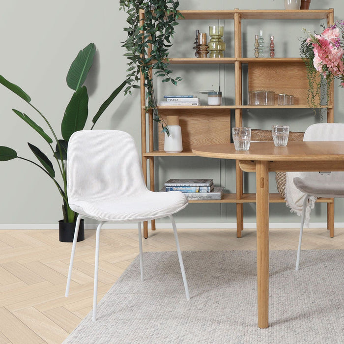 Nolon Nora-Fé Eetkamerstoelen Set van 2 - Rib Crème - Witte Poten
