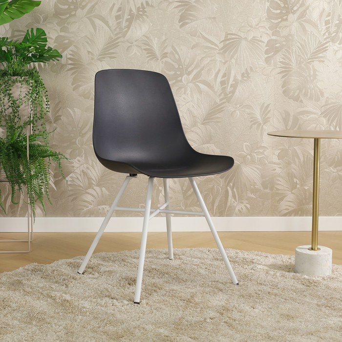 Nolon Noa-Pip Eetkamerstoelen Set van 2 - Zwart - Witte Poten