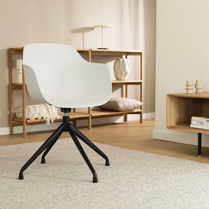 Nolon Nola-Puk Draaibare Eetkamerstoelen Wit - Zwart Onderstel - 2x