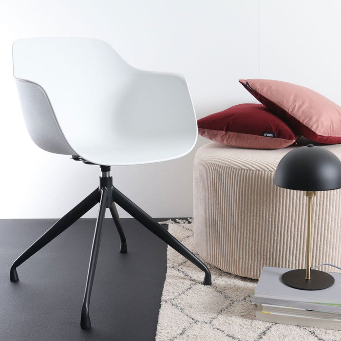 Nolon Nola-Puk Draaibare Eetkamerstoelen Wit - Zwart Onderstel - 2x