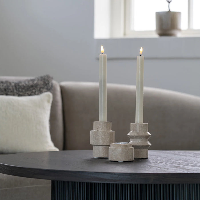 Artichok Joah Travertijn Kaarsenhouder Set van 2 - Beige