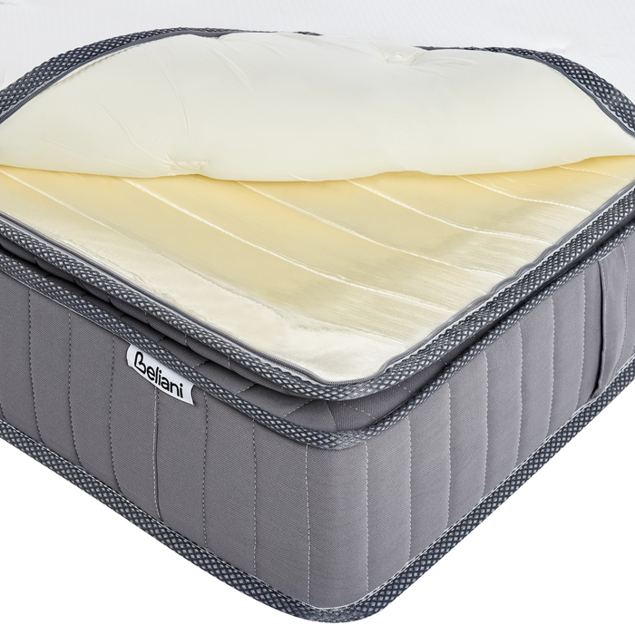 Beliani-PLEASANT-Pocketveringmatras hard-Wit-140 x 200 cm-Traagschuim