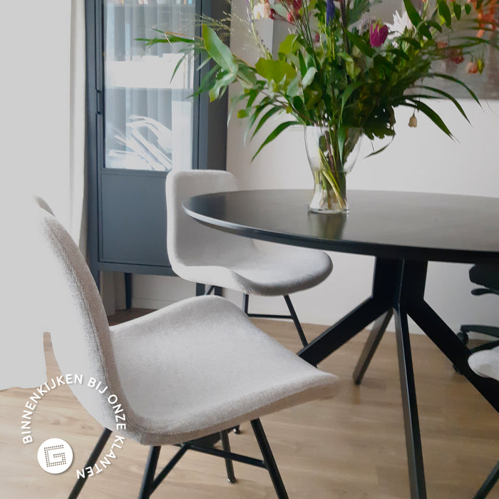 Nolon Noa-Fé Eetkamerstoelen Set van 2 - Lichtgrijs - Witte Poten