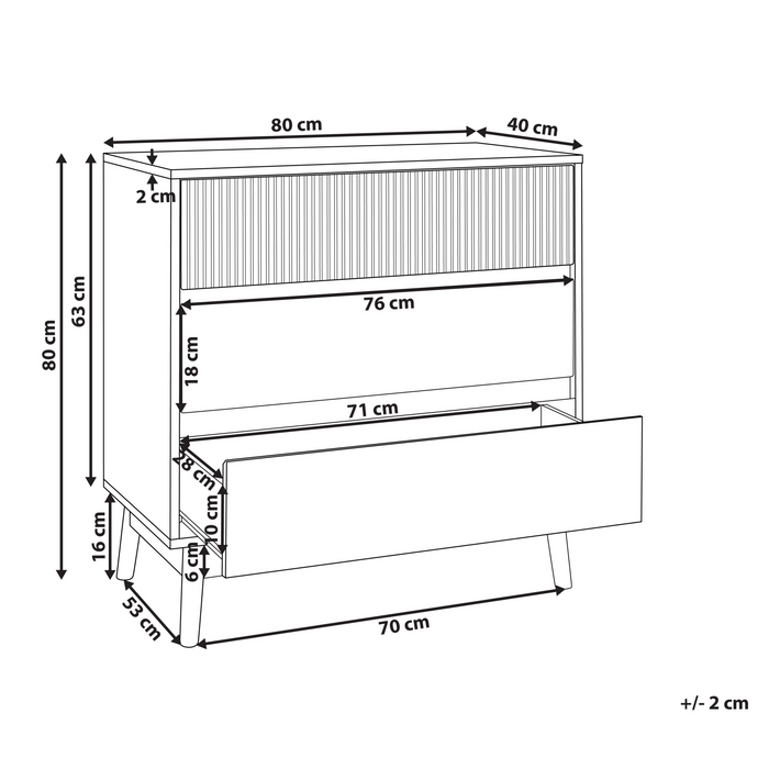 Beliani - WALES - Ladekast 3 lades - Lichte houtkleur - MDF