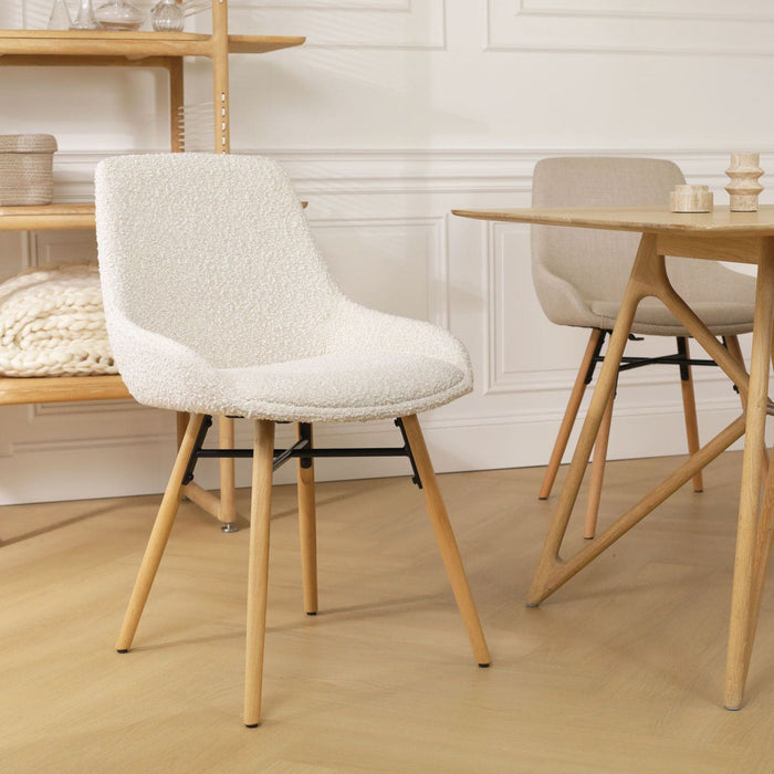 Nolon Nena-Isa Eetkamerstoelen Set van 2 - Bouclé Beige - Houten Poten