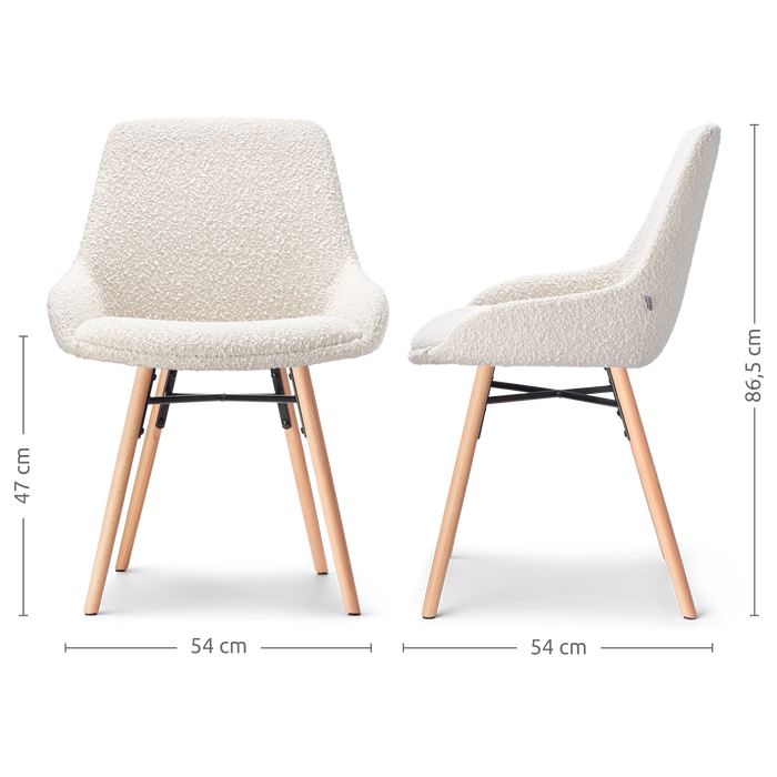 Nolon Nena-Isa Eetkamerstoelen Set van 2 - Bouclé Beige - Houten Poten