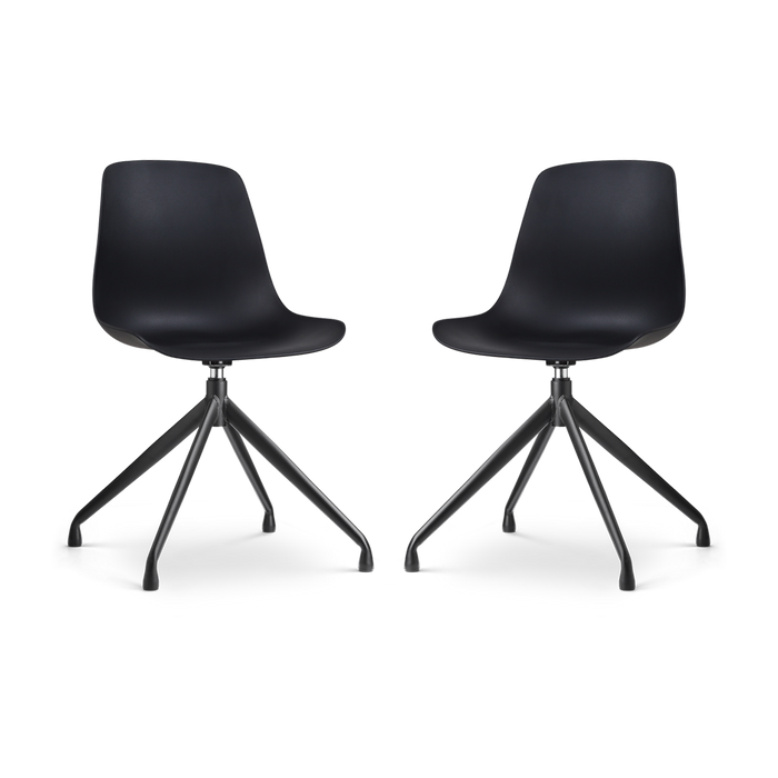 Nolon Nola-Pip Draaibare Eetkamerstoelen Zwart - Zwart Onderstel - 2x