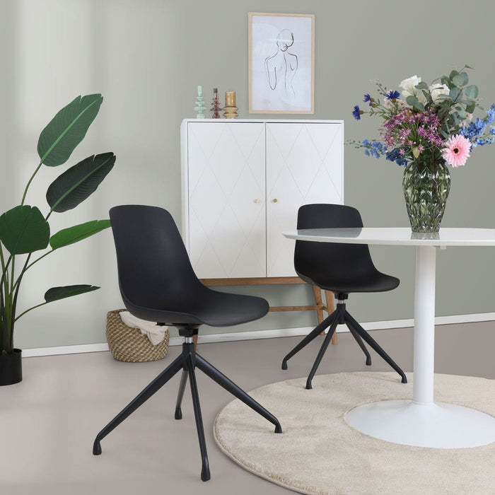 Nolon Nola-Pip Draaibare Eetkamerstoelen Zwart - Zwart Onderstel - 2x