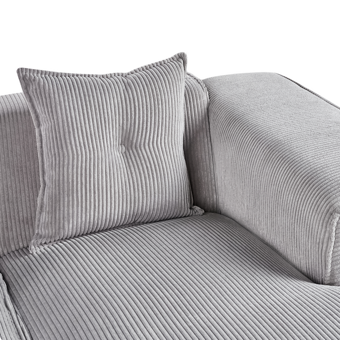Beliani-DOLVA-Hoekbank 3-zits-Lichtgrijs-Linkerzijde-Corduroy