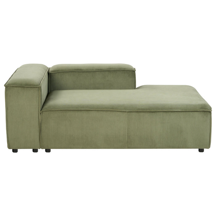 Beliani - ARDAL - Chaise longue - Groen - Linkszijdig - Corduroy