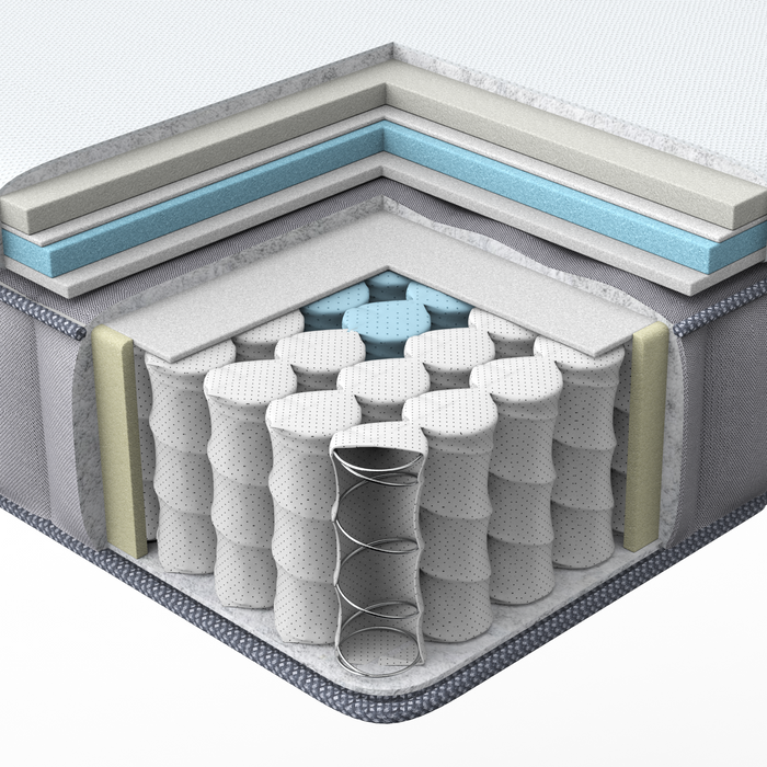 Beliani-PLEASANT-Pocketveringmatras hard-Wit-160 x 200 cm-Traagschuim